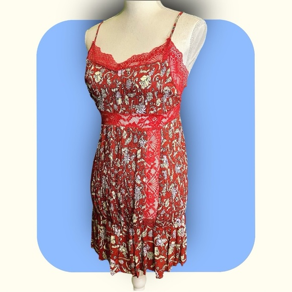 NWOT Free People Intimately ‘Last Night Mini Slip Dress’ in Red Size Small - Picture 8 of 16
